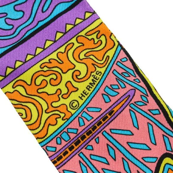 25SS Hermes Legend Of The Kuna Tribe Of Panama Twilly Silk Scarf Multicolor - Picture 6 of 9